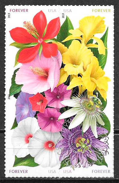 filatelia colección flora EE:UU 2013