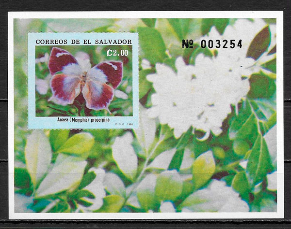 sellos mariposa El Salvador 1990