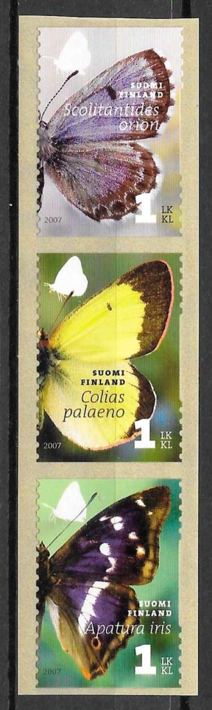 filatelia mariposas Finlandia 2007