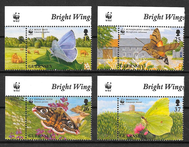 colección selos mariposas Guernsey 1997