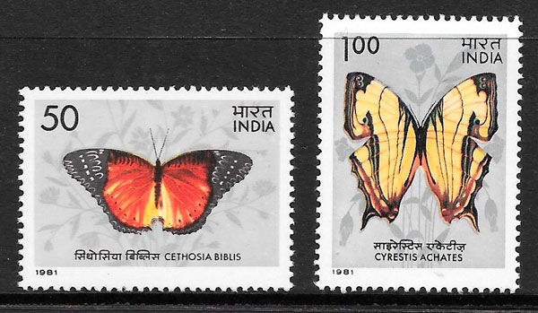 sellos mariposas India 1981