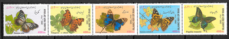 filatelia mariposas Iran 2002