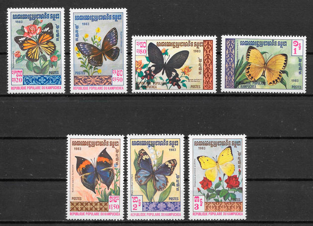 sellos mariposas Kampuchea 1983