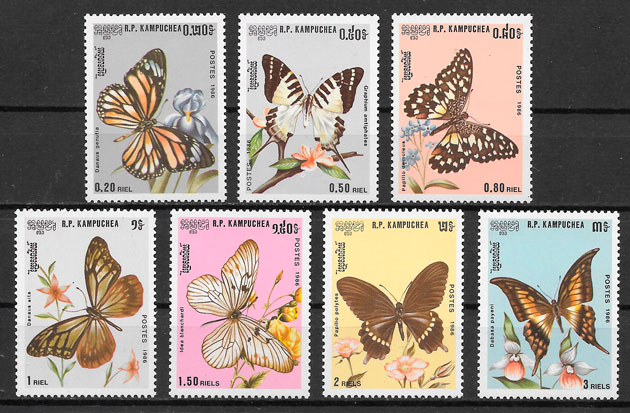 filatelia colección mariposas Indonesia 1986