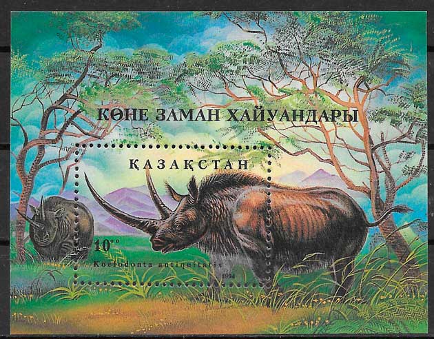 filatelia coleccion fauna prehistorica Kasajastan 1994