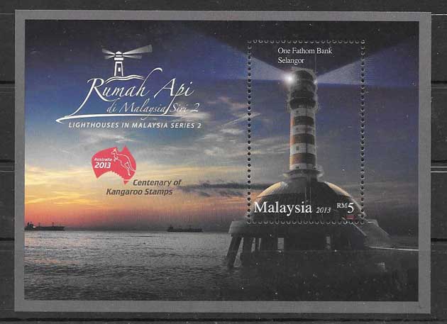 Colección sellos faro de Malasia