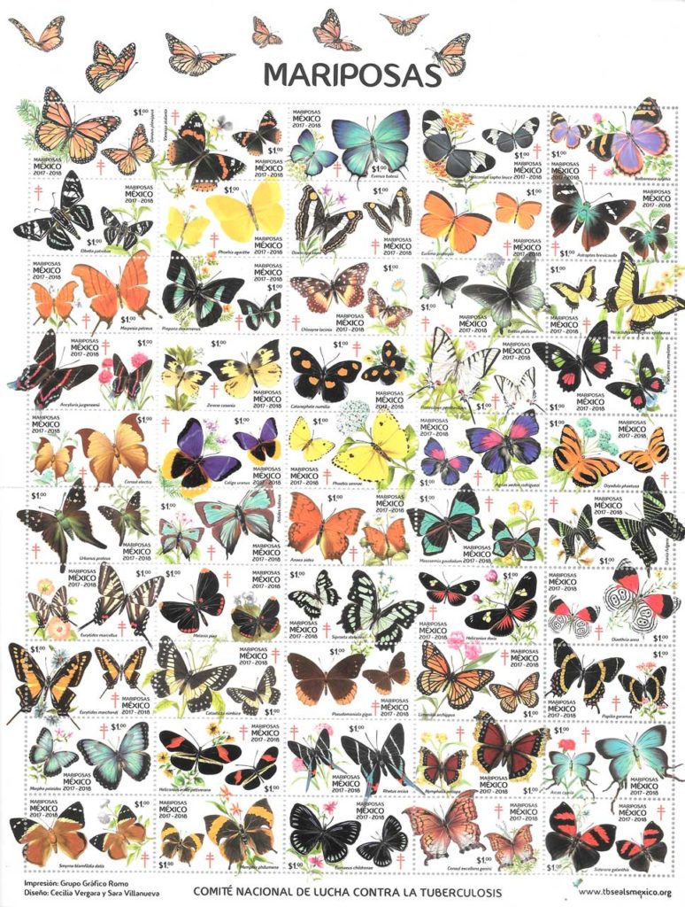 sellos mariposas Mexico 2017 - 2018
