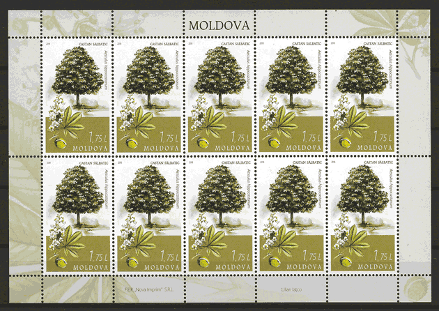 filatelia colección flora Moldavia 2018
