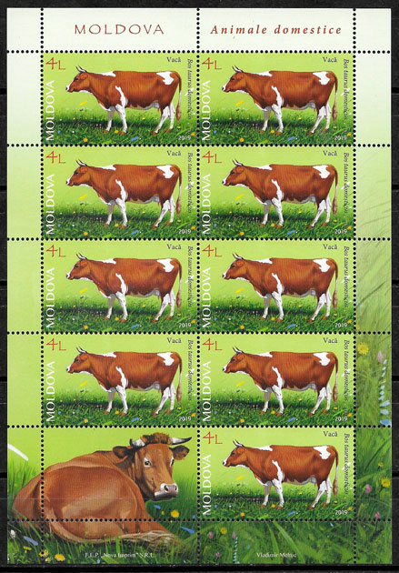 colección sellos fauna Moldavia 2019
