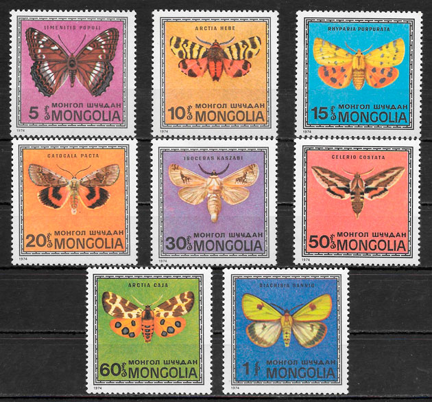 sellos mariposas Mongolia 1974