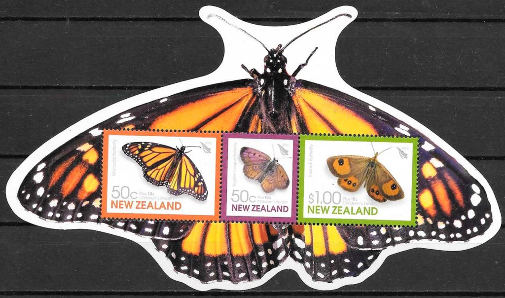 sellos mariposas Nueva Zelanda 2010