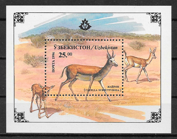 filatelia fauna Ozbekistan 1996