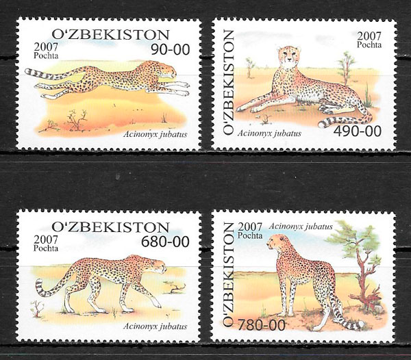 filatelia coleccin fauna Ozbekistan 2007