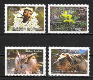 filatelia fauna y flora Ozbekistan 2012
