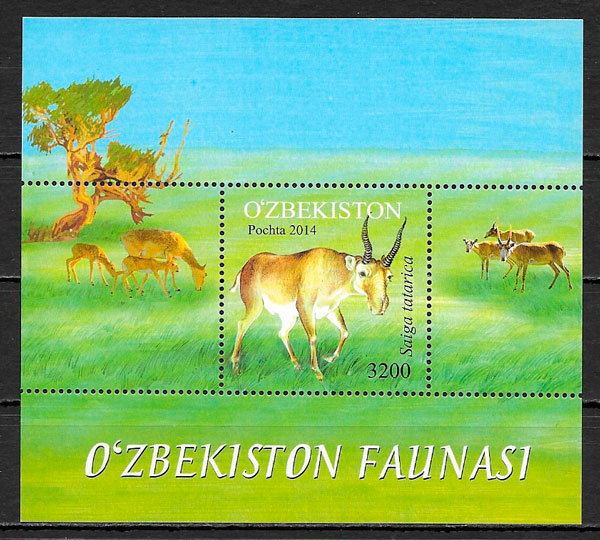 filatelia coleccion fauna Ozbekistan 2012