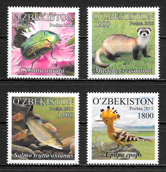 coleccion sellos fauna Ozbekistan 2016