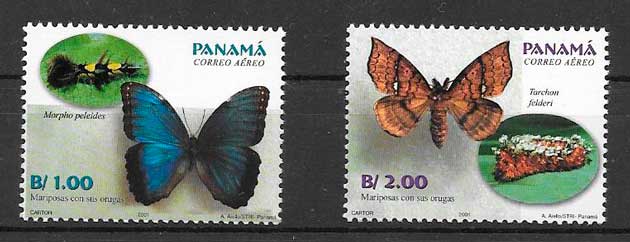 filatelia mariposas Panama 2001
