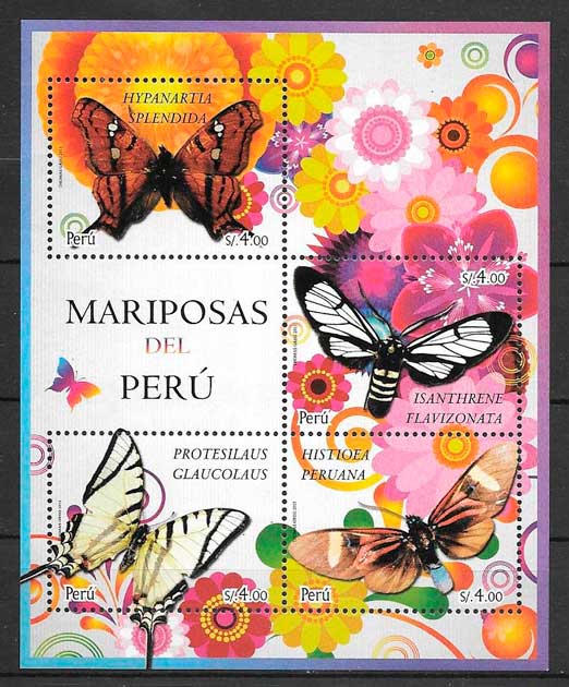 filatelia mariposas Perú 2013
