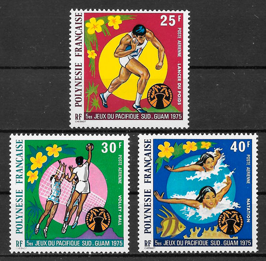 sellos deporte Polinesia Francesa 1975