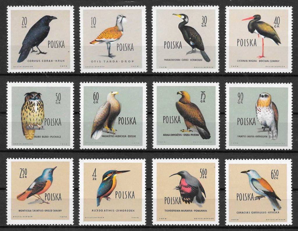 filatelia coleccion fauna Polonia 1960