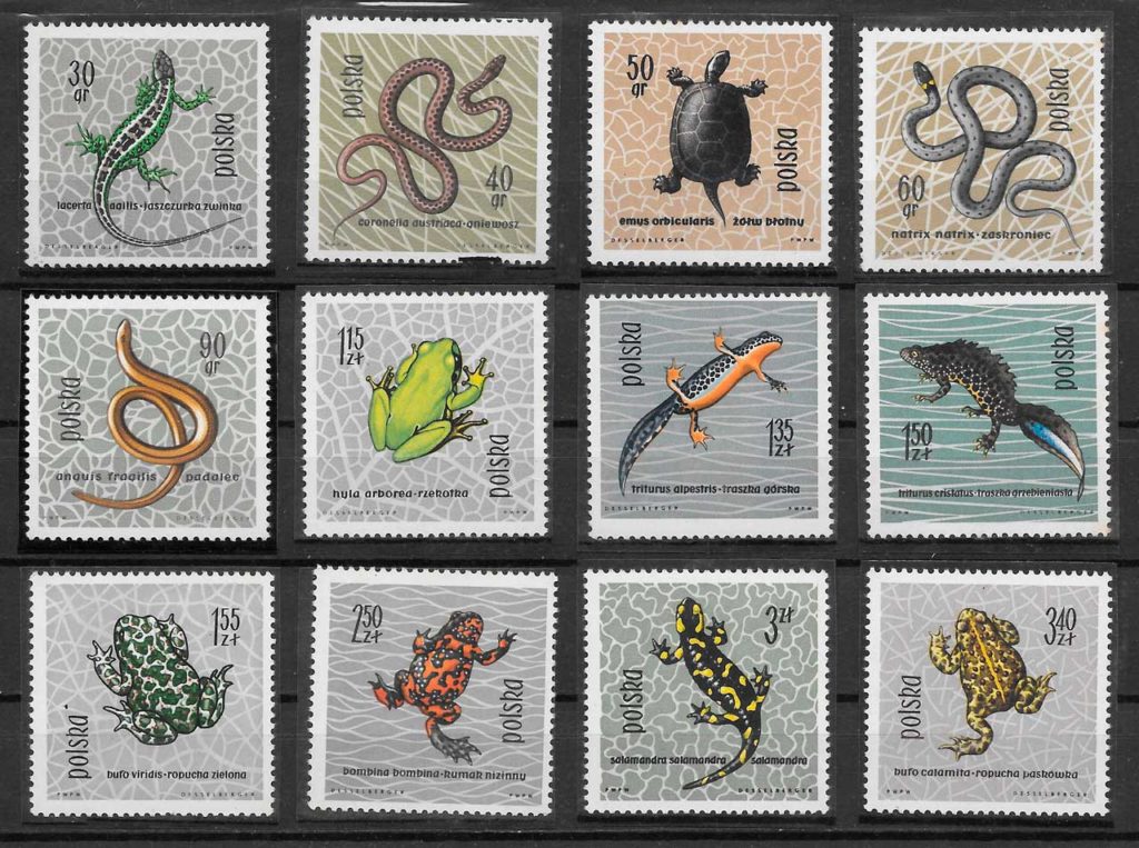 sellos fauna Polonia 1963