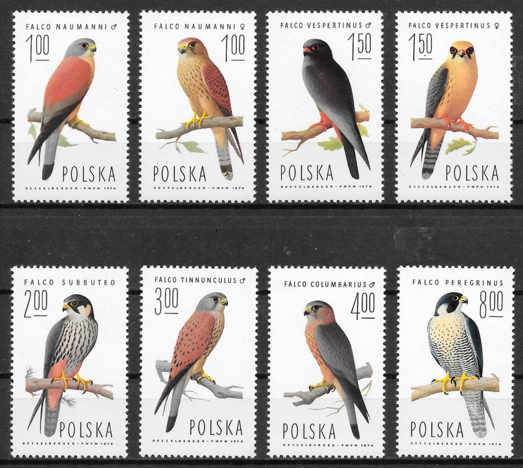 filatelia fauna Polonia 1974