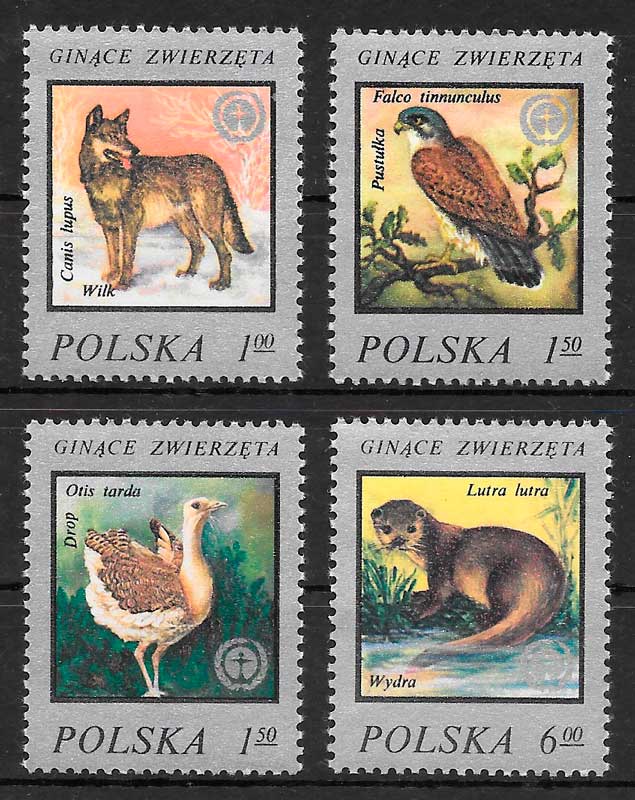 coleccion sellos fauna Polonia 1977