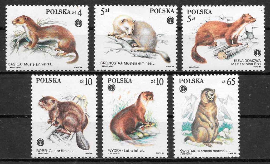 coleccion selos fauna Polonia 1984