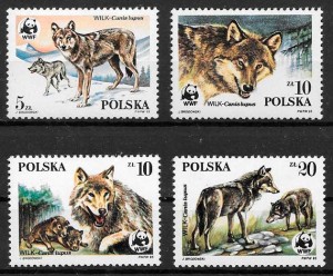 sellos fauna Polonia 1985