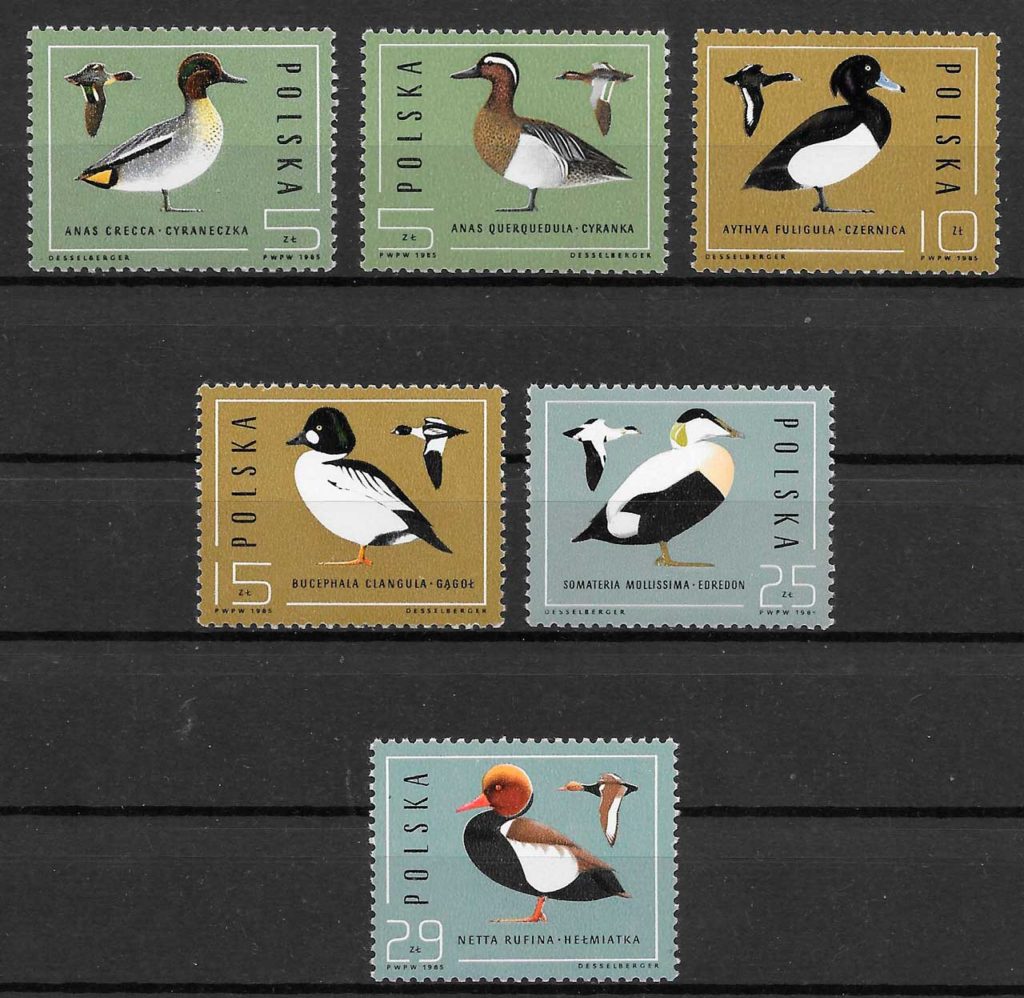 coleccion selos fauna Polonia 1985