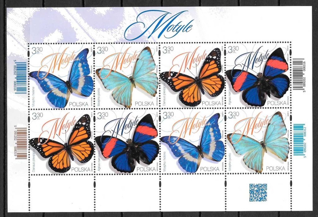 filatelia coleccion mariposas Polonia 2019