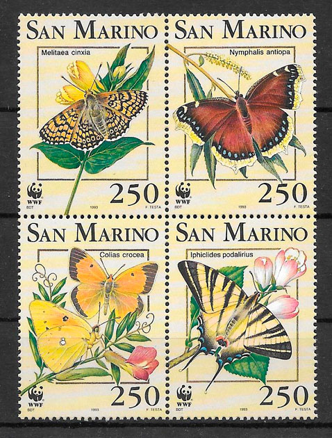 colección sellos mariposas San Marino 1993