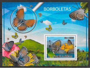 colección sellos mariposas Santo Tome y Príncipe 2009