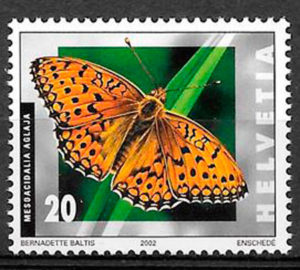 coleccion sellos mariposas Suiza 2002