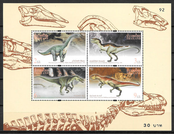 filatelia dinosaurios Tailandia 1997
