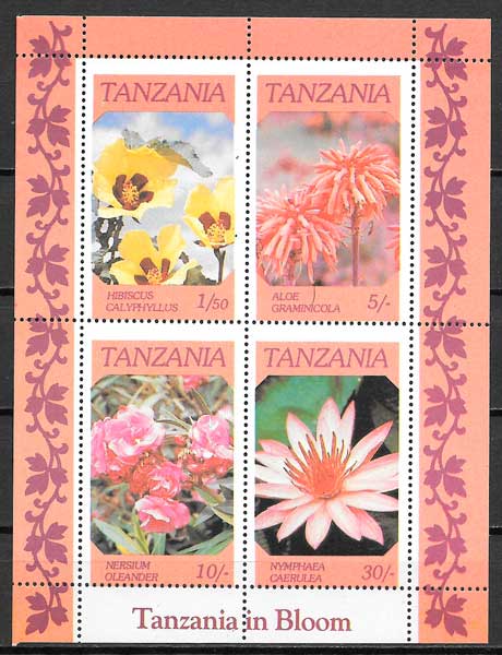 coleccion sellos flora Tanzania 1986