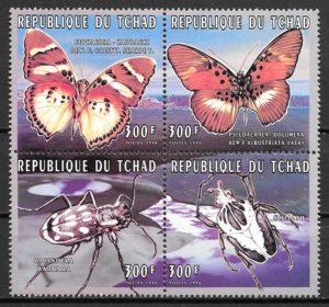 filatelia coleccion mariposas Tchad 1996