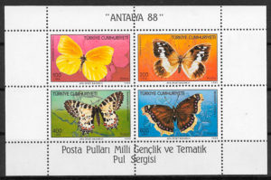 sellos Turquia 1988 mariposas
