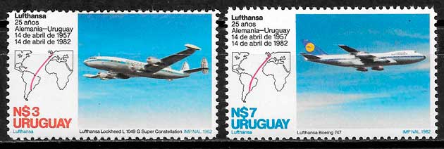 filatelia transporte Uruguay 1982