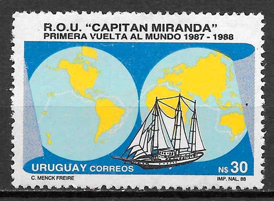 filatelia transporte Uruguay 1988