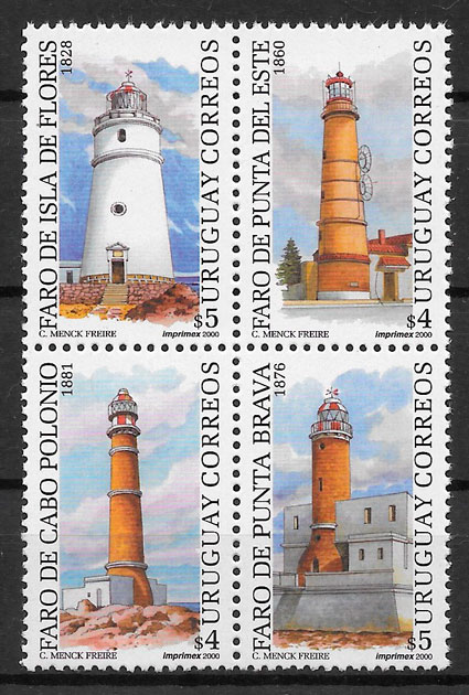 sellos faros Uruguay 1999
