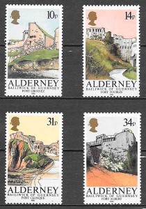 filatelia arquitectura Alderney 1986