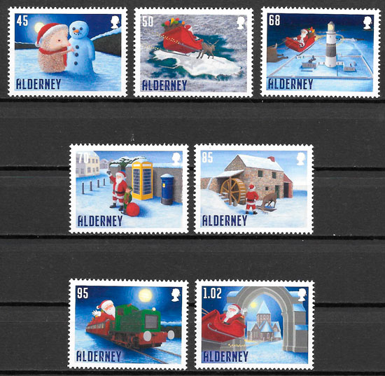 sellos navidad Alderney 2020