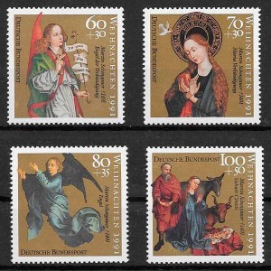 sellos colección navidad Alemania 1991
