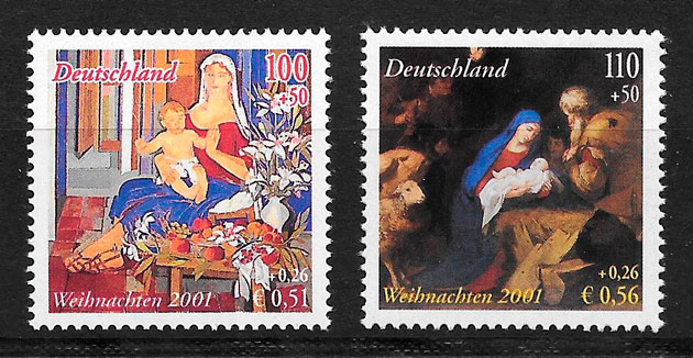 filatelia colección navidad Alemania 2001