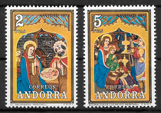 filatelia navidad Andorra Espanola 1973