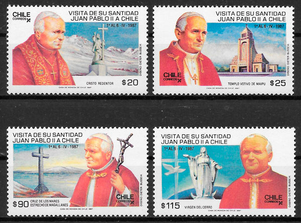 colección sellos personalidad Chile 1987