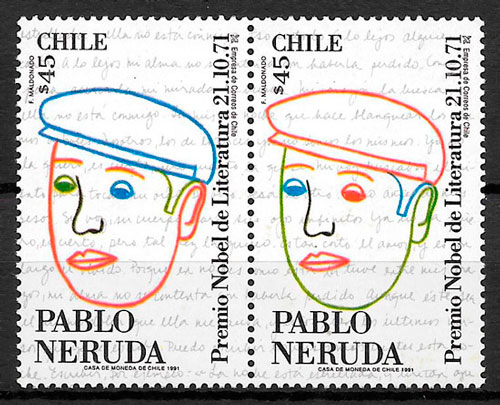 filatelia colección personalidad Chile 1991