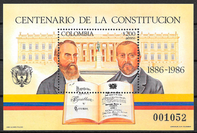 filatelia colección personalidades Colombia 1986