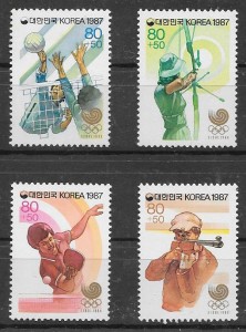 Filatelia deporte Corea del Sur 1987